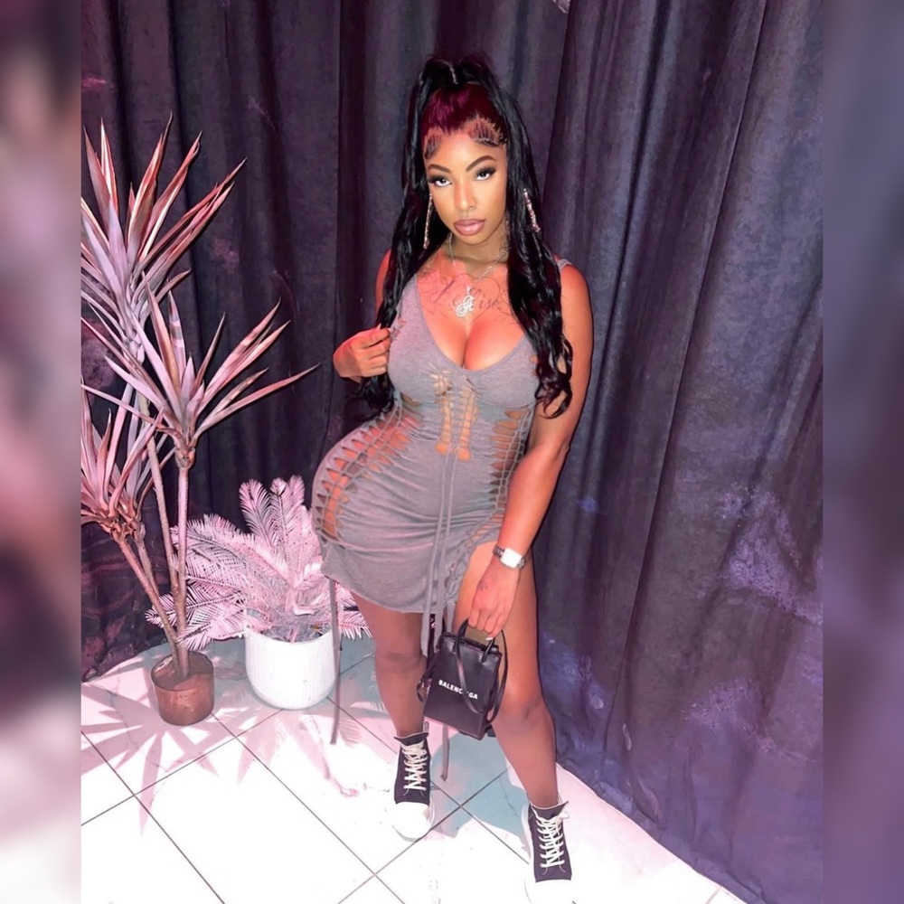 Grey cut out dress